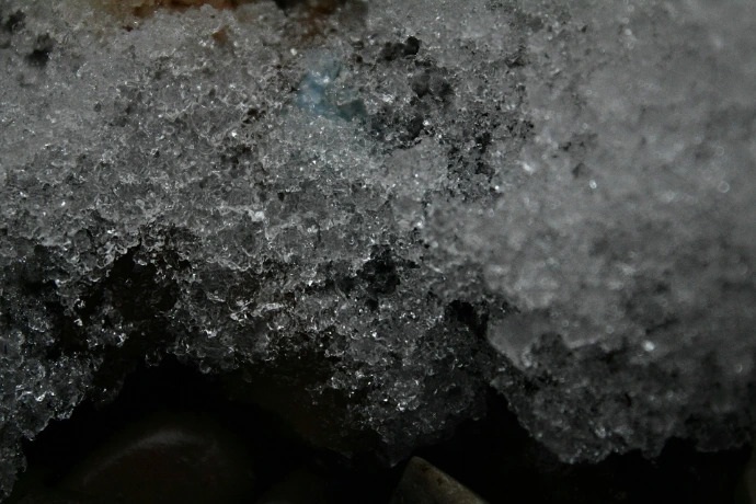 a close up of some ice on a table